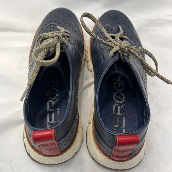 Cole Haan Grand OS Mens Blue Leather Wingtip Oxford Shoes Sneakers - Picture 4 of 7